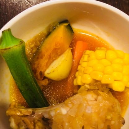 初めてスープカレーを作りました！
子供は「これ何？カレー？？」っと疑ってましたが食べたら「おいしい♡」と言って完食してくれました！